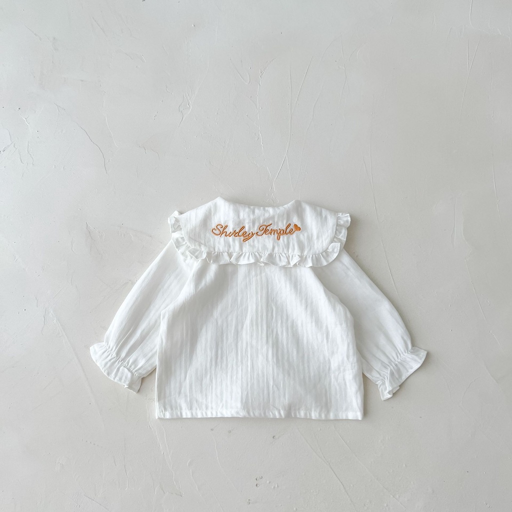 Áo Sơ Mi Cotton Trắng Cổ Bẻ Mùa Thu Cho Bé Gái 3-6-12 Tháng Tuổi 6A17 2022