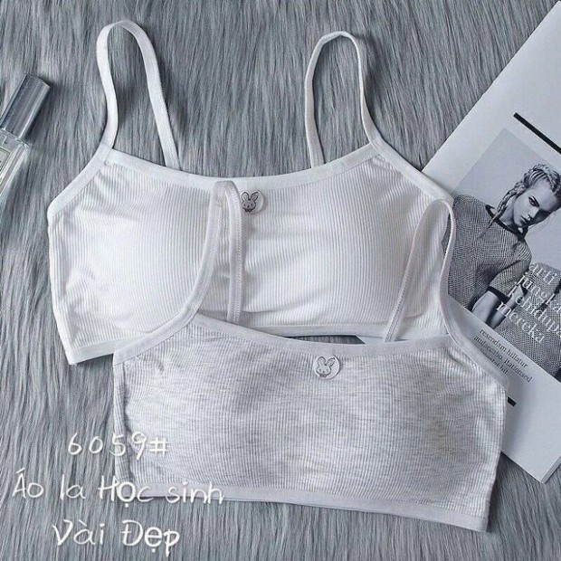 Áo Bra Học Sinh - Áo Lá Học Sinh Cotton Tăm 2 Dây, Ao Lót Học Sinh Có Đệm Ngực 6059 Loại Đẹp