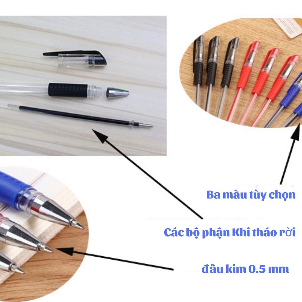 Bút Bi Nước Mực Gel Đen Xanh Đỏ EDUSKY Đầu Kim 0.5mm Với Ba Màu Cơ Bản Cho Học Sinh Sinh Viên Văn Phòng