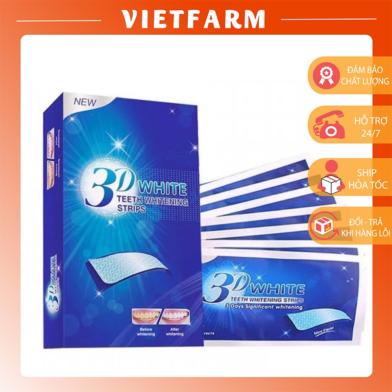 Miếng Dán Trắng Răng Tiện Lợi 3D White Teeth Whitening Strips - Vietfarm