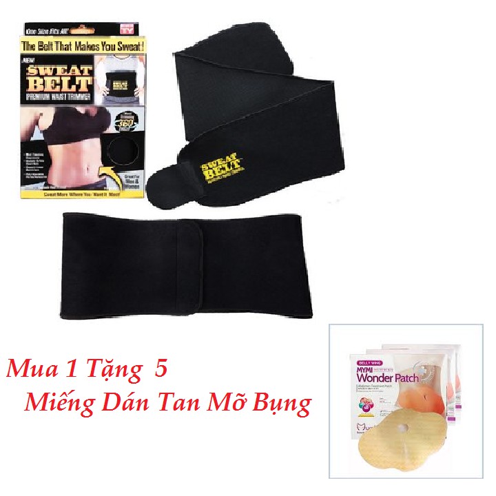 Đai Quấn Nóng Giảm Mỡ Bụng SWeat Belt Tặng Ngay 5 Miếng Dán Tan Mỡ Bụng Tan Mỡ Mimi Wonder Path Hàn Quốc