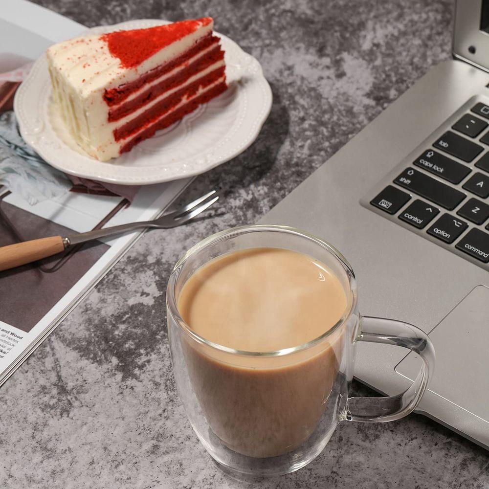 Cốc Thủy Tinh Hai Lớp Cách Nhiệt Bền Bỉ Độc Đáo Có Tay Cầm Cho Nhà Bếp