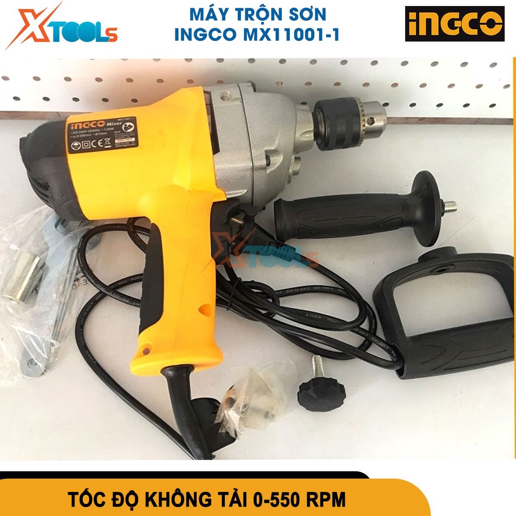 Máy trộn sơn Ingco MX11001-1 máy khoan và khuấy sơn công suất 1100W tốc độ không tải 0-550rpm [CHÍNH HÃNG][XTOOLs]