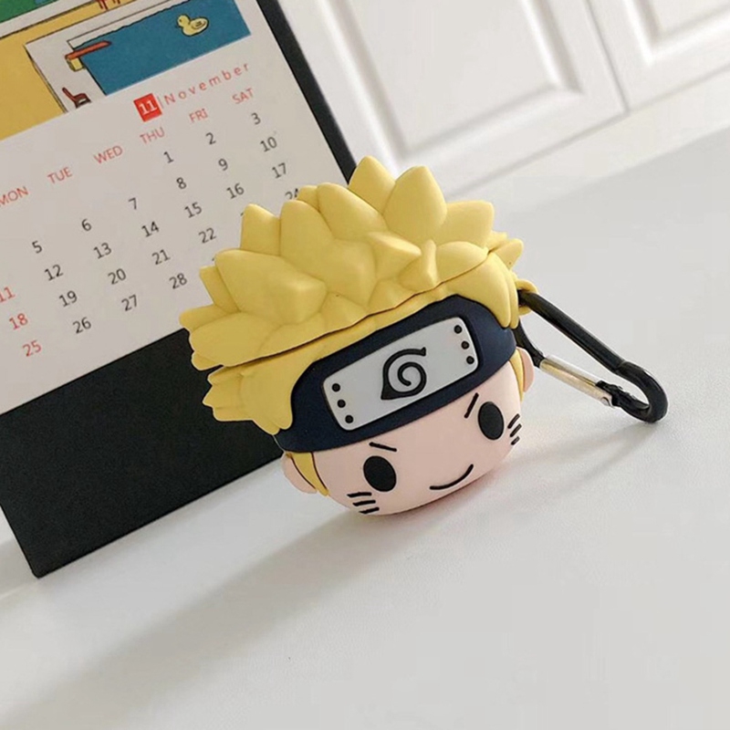 Vỏ bảo vệ hộp sạc tai nghe mềm bằng silicon hình Naruto Uzumaki 3D cho Airpod 12