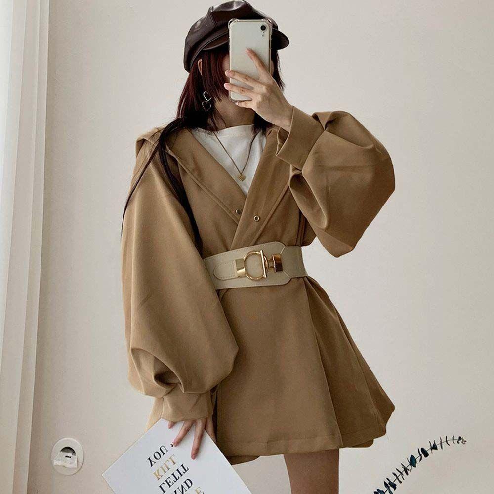 Thắt Lưng Da PU Bản To Co Giãn Phong Cách Vintage Thời Trang Cho Nữ