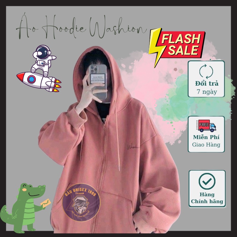 Áo Hoodie Khoá Kéo Washion Có Túi  Và Mũ Chất Đẹp