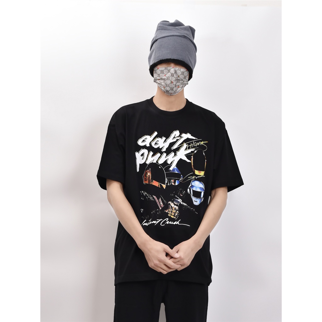 Áo Thun Vintage Daft Punk Tay Lỡ Unisex - Đen Cổ Tròn | Blackwork
