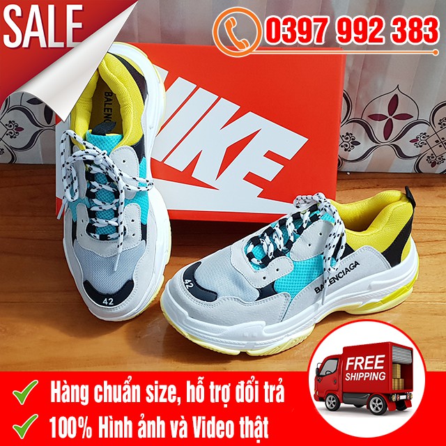 [TRỢ GIÁ SHIP] Giày Balen Triple S Xanh Vàng Nam Nữ | BigBuy360 - bigbuy360.vn