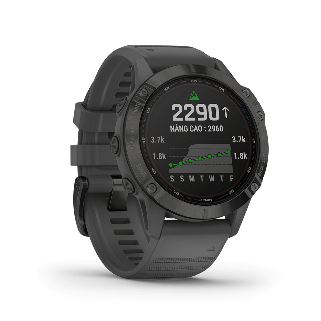 Vòng đeo tay theo dõi sức khỏe Garmin fenix 6 ProSolar, Black w/Slate Gray Band, GPS, SEA_010-02410-40 -Hàng Chính Hãng