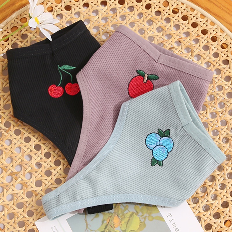 Quần lót CUTEBYTE lọt khe thiết kế lưng chữ T in hình trái cây quyến rũ cho nữ