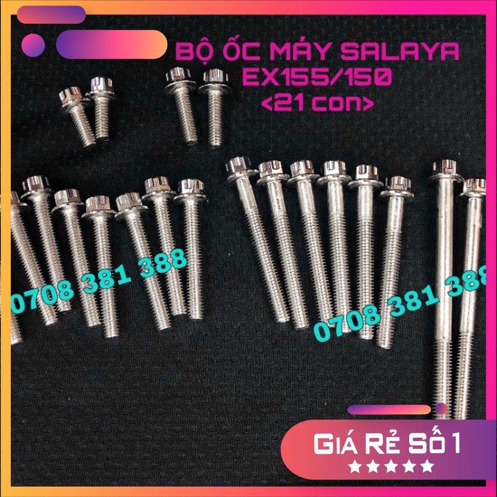 Bộ Ốc Máy Ex155 [GIÁ XẢ KHO] Salaya Inox Trắng - ốc máy ex155 salaya - đồ chơi xe ex155