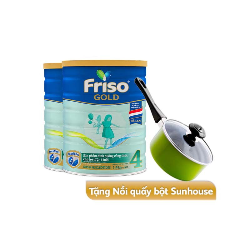 [Tặng Nồi Quấy Bột Sunhouse] Combo 2 Sữa Bột Friso Gold 4 1400g/lon