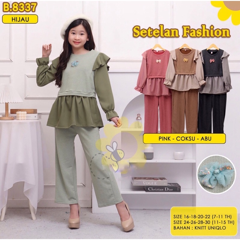 Bộ Đồ Thời Trang Dệt Kim UNIQLO Thiết Kế Xinh Xắn Cho Bé Gái Từ 11-12-15 Tuổi