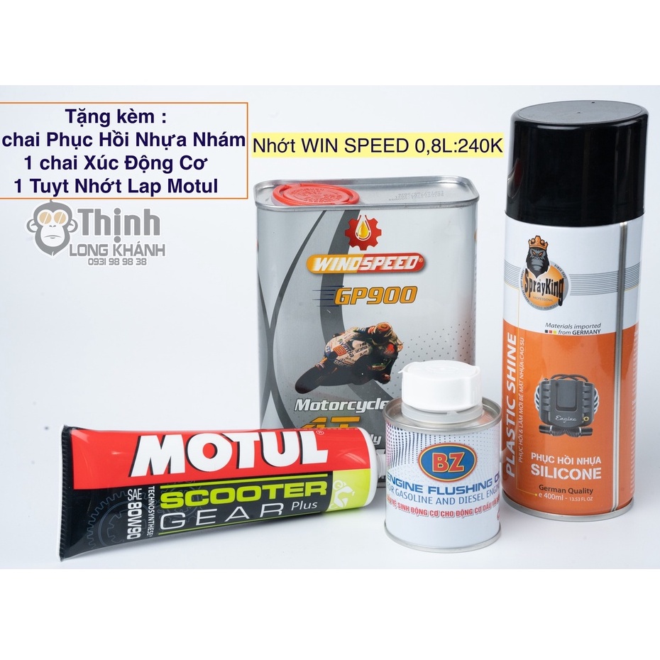 Nhớt GP900 - 800ml dành cho dòng xe tay ga (Nhớt láp Motul+Xúc động cơ BZ + Nhựa nhám SPK)