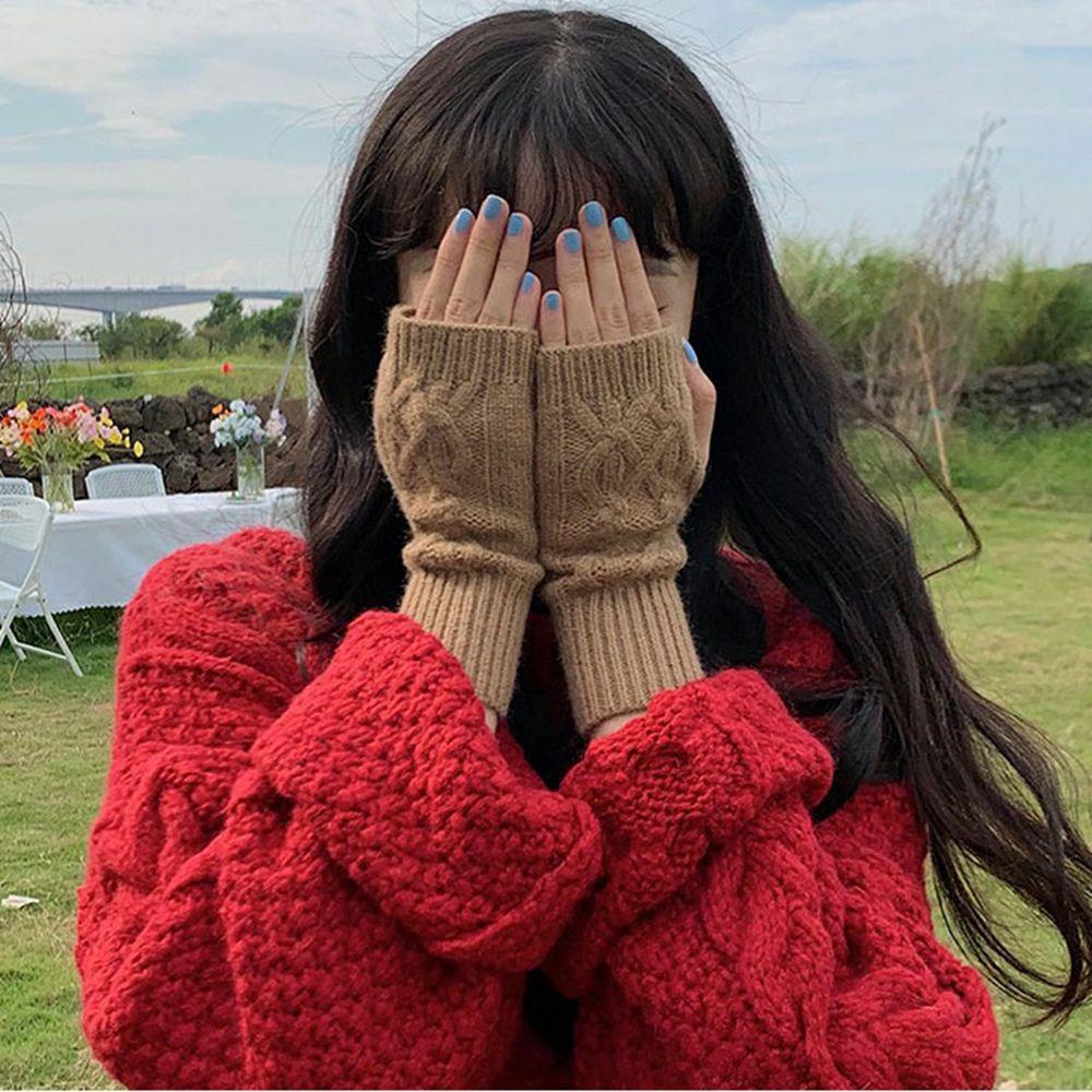 Găng Tay Hở Ngón WMES15H Bằng Nhung Dày Dặn Màu Sắc Đơn Giản Cho Nam