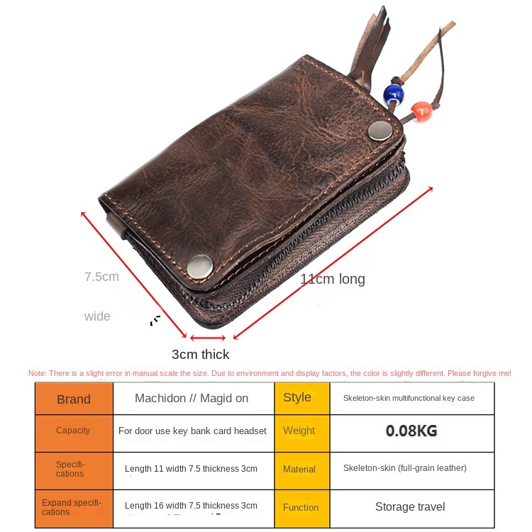 Vỏ Da Bò Đựng Chìa Khóa Đa Năng Có Khóa Gài Tiện Dụng