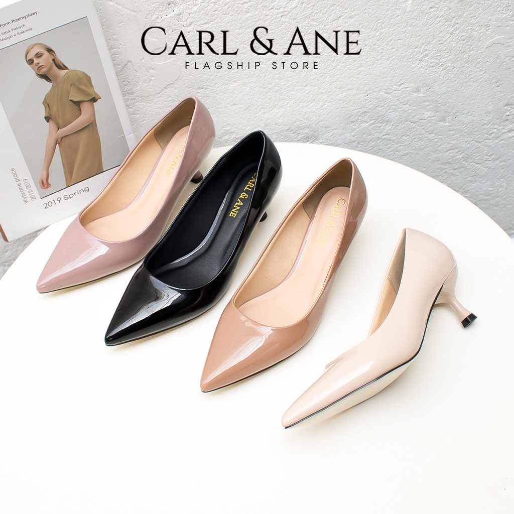 Carl & Ane - Giày cao gót nữ mũi nhọn kiểu dáng công sở cao 4cm màu nude _ CP009