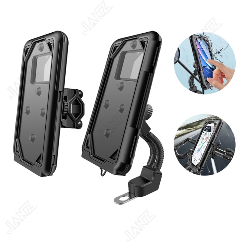 Giá Đỡ Điện Thoại/Gương Chiếu Hậu Xoay 360 Độ Chống Nước Gắn Tay Lái Xe Máy/Xe Đạp ° Vỏ Bọc Chống Thấm Nước 7.4 inch Chất Lượng