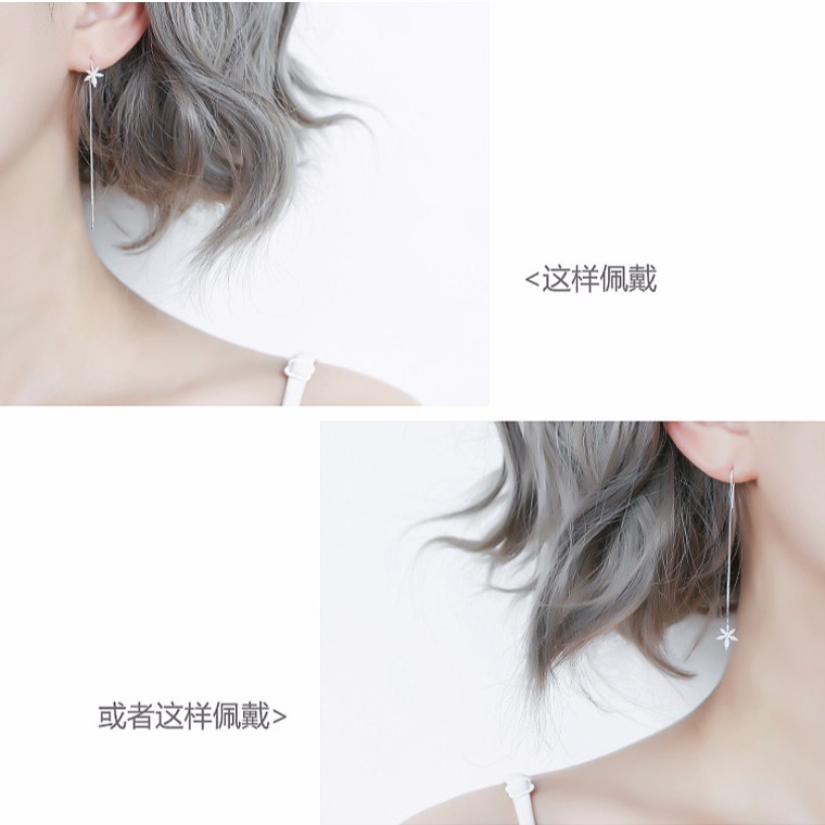 Bông Tai Mạ Bạc 925 Dạng Tua Rua Thời Trang Cho Nữ