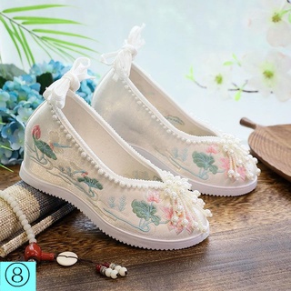 Giày Hán Phục Mũi Tròn Đính Hạt Phong Cách Trung Hoa Cổ Điển Cho Nữ