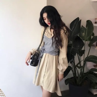 ODER Váy đen hai mảnh kẻ sọc