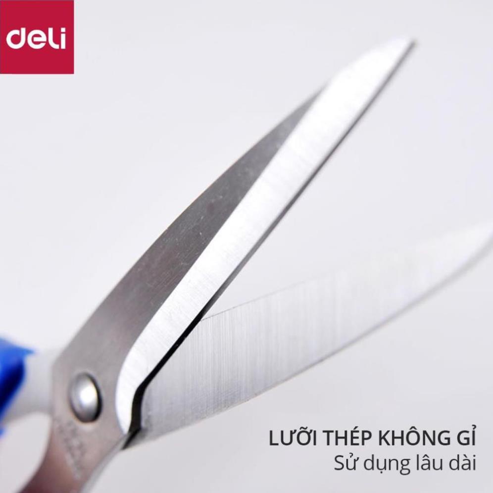 Kéo văn phòng 190mm Deli - Kéo đa năng sử dụng phòng bếp - Đen/Xanh - E6001 [Deli]