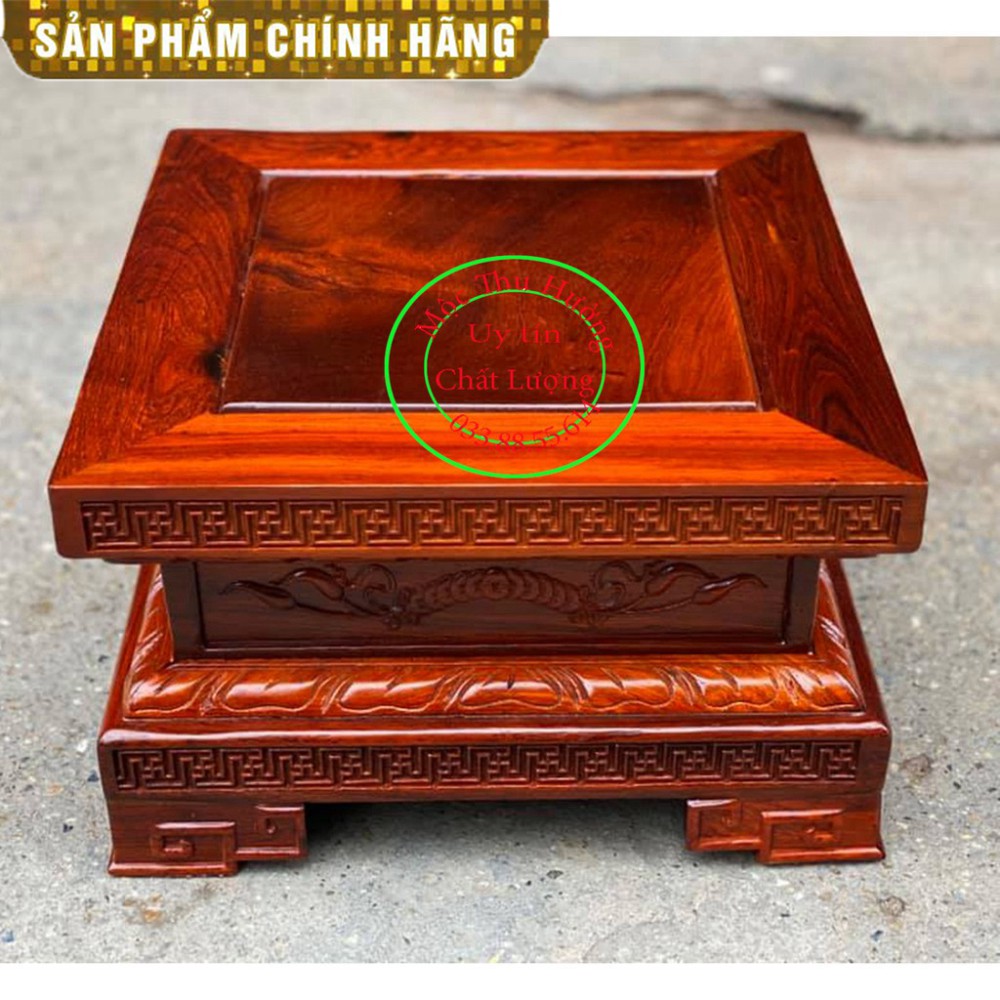 Kỉ đục gỗ Hương-Đô n vuông chân loa kê tượng cao 20cm