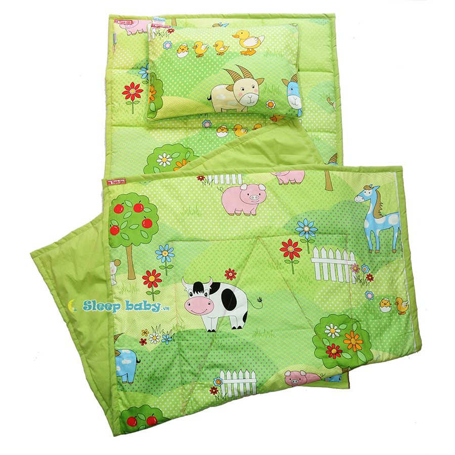 Bộ Nệm Chăn Gối Cho Bé Đi Học Hình Sở Thú Xanh Lá Sleepbaby