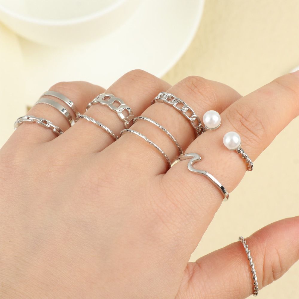 Bộ Nhẫn Thiết Kế Hình Học Thời Trang Cho Nữ|Nhẫn Đốt Ngón Tay Kiểu Hở Hình Chữ Thập Cổ Điển