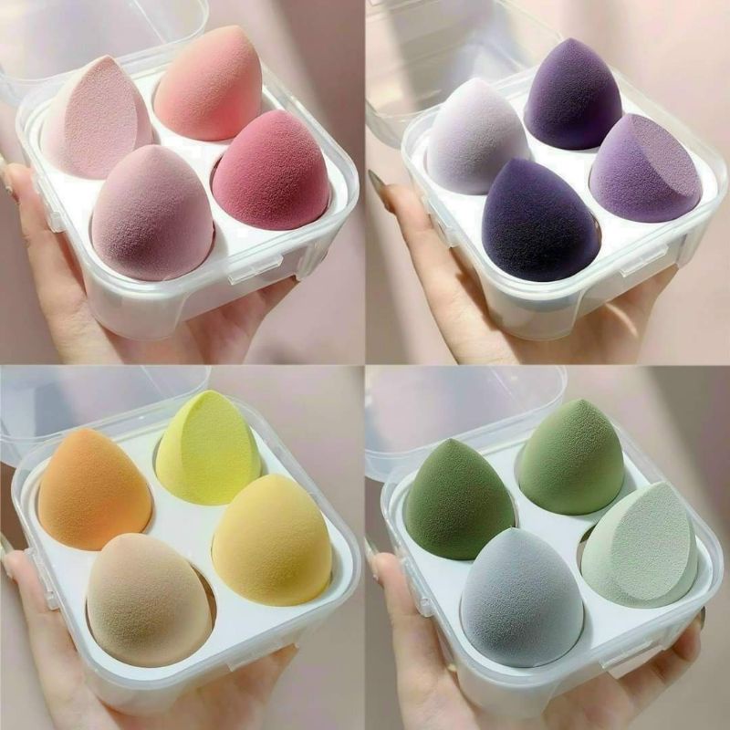 Sét 4 Hộp Mút Trang Điểm Mềm Mại Hình Giọt Nước  Mút Tán Kem Nền