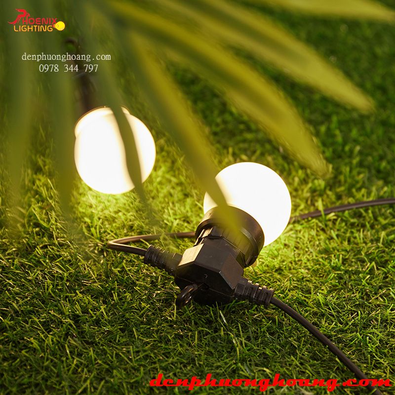 Đèn dây trang trí quán trà chanh, trà sữa, cafe nhà hàng 5 mét 10 bóng led vàng nắng - Đèn Phượng Hoàng