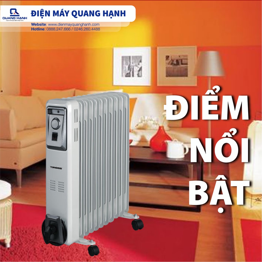 [Bảo hành chính hãng] Máy sưởi dầu Tiross 11 thanh TS9217