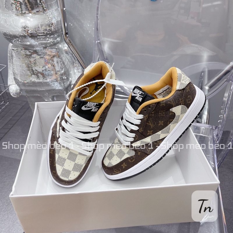 Giày thể thao sneaker cổ thấp jd hoa lv kẻ ô fullbox ( full size nam nữ )