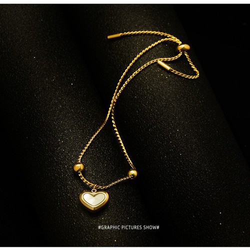 Lắc Tay Dây Rút Trái Tim Titan Ko Đen TT 3092