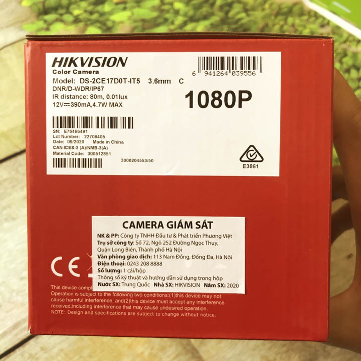 Camera 2MP hồng ngoại 80m Hikvision DS-2CE17D0T-IT5(C)