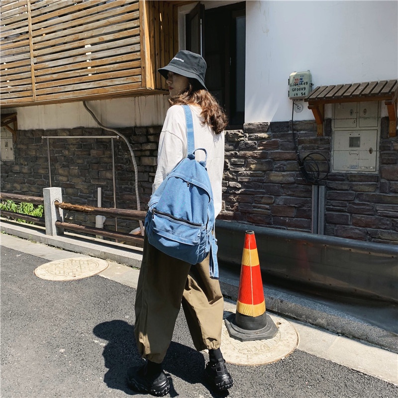 Balo denim/ balo vải bò hàng loại 1 dày dặn kiểu dánng basic rọng rãi phong cách retro phù hợp cho nam và nữ