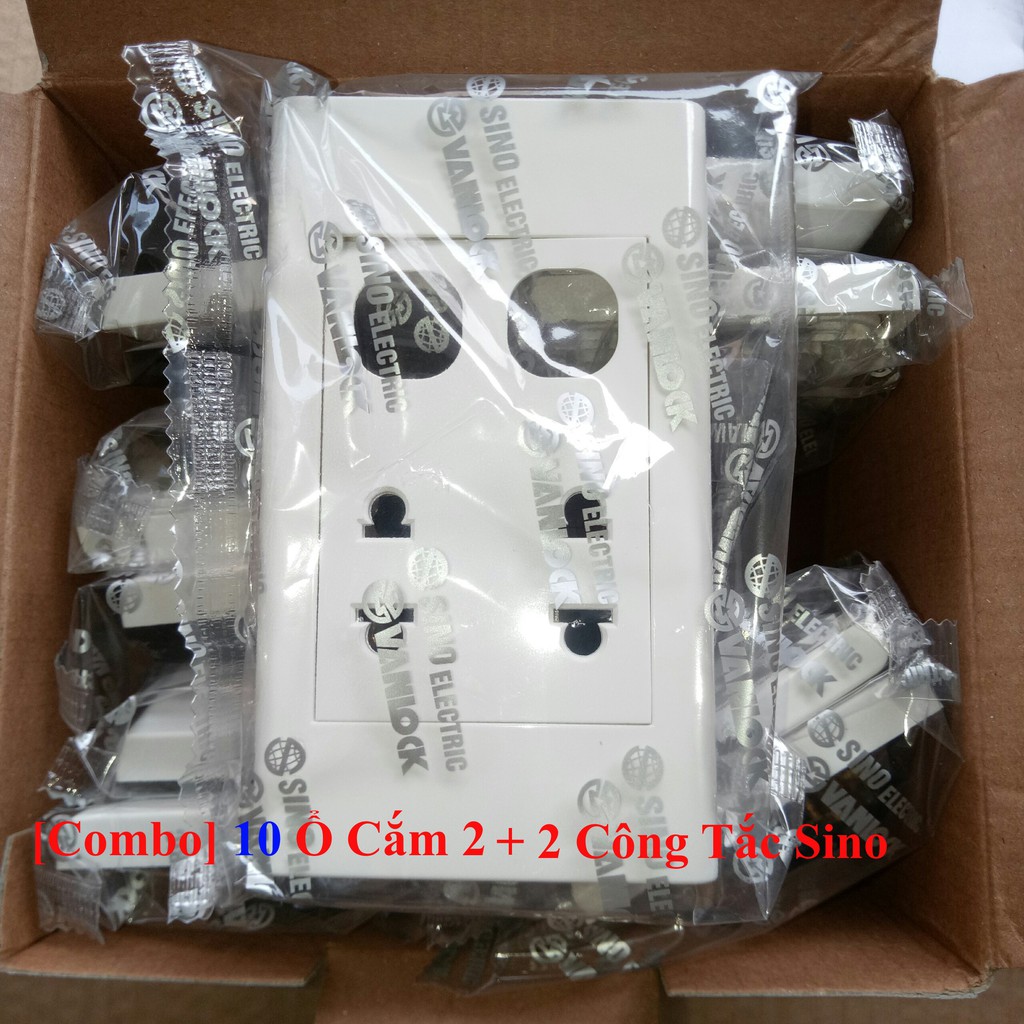 [COMBO] 10 Ổ Cắm 2 + 2 Công Tắc - 16A Sino Dòng S18