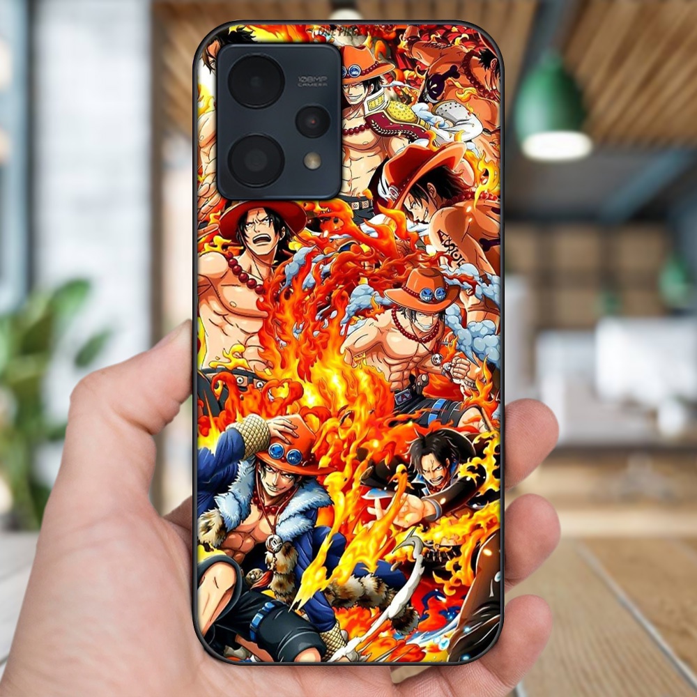 Ốp lưng Realme 9, 9 Pro, 9 Pro Plus viền đen in hình Ace One Piece