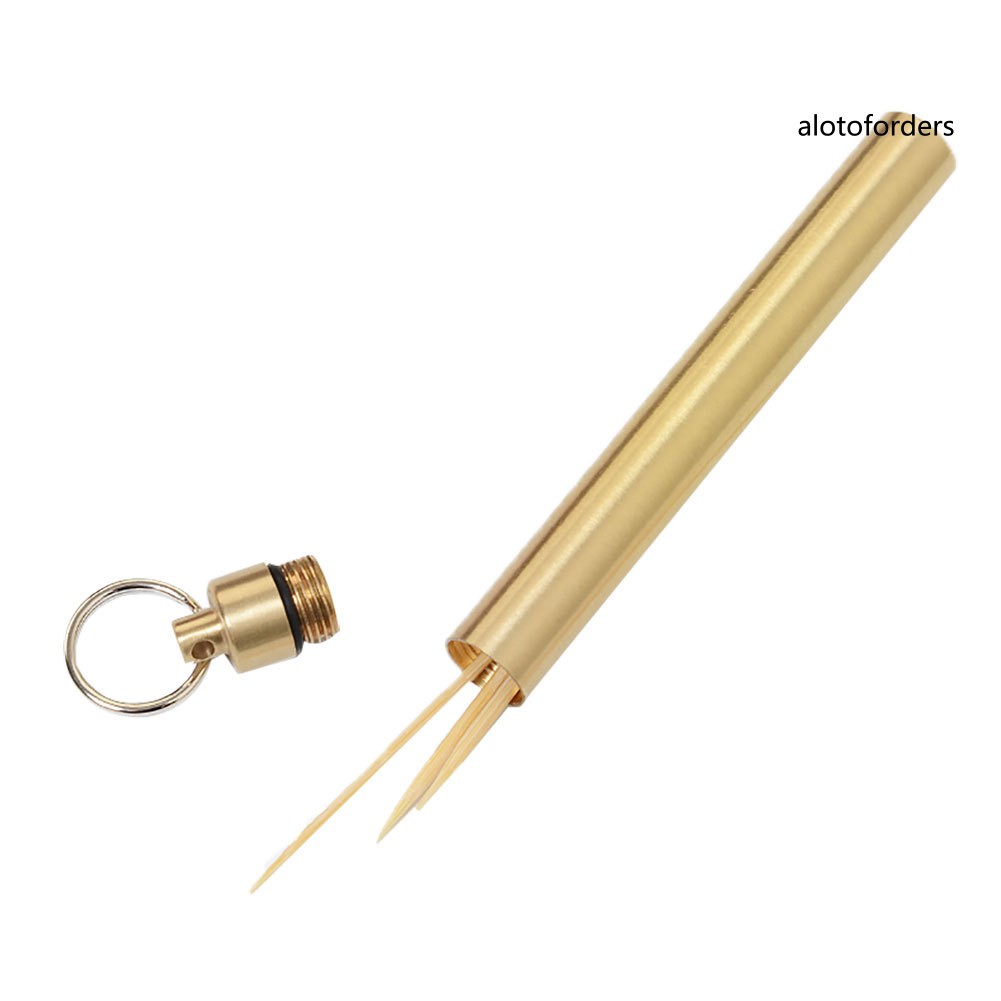 ♫Hộp Đựng Tăm Xỉa Răng Mini Bằng Đồng Thau Chống Thấm Nước