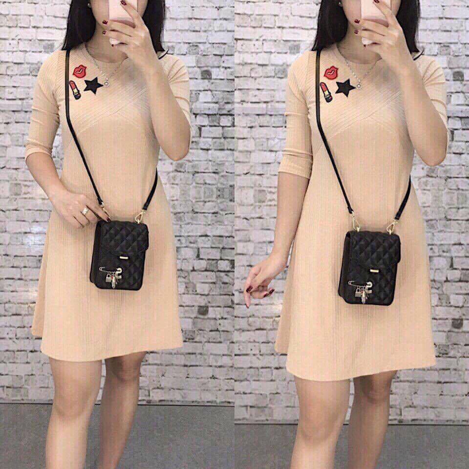 Đầm xòe len gân F21