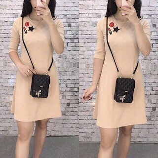 Đầm xòe len gân f21