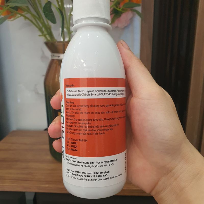 (500ml) NƯỚC SÁT KHUẨN TAY RỬA TAY KHÔ AERIUS