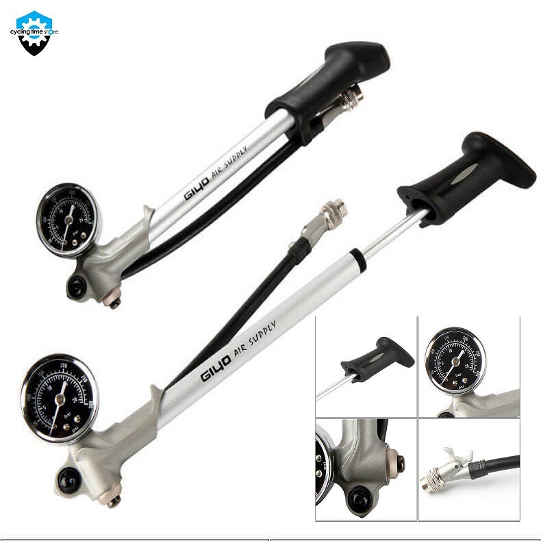 Bơm xe đạp giảm sóc GYIO GS-02 chất liệu hợp kim nhôm.