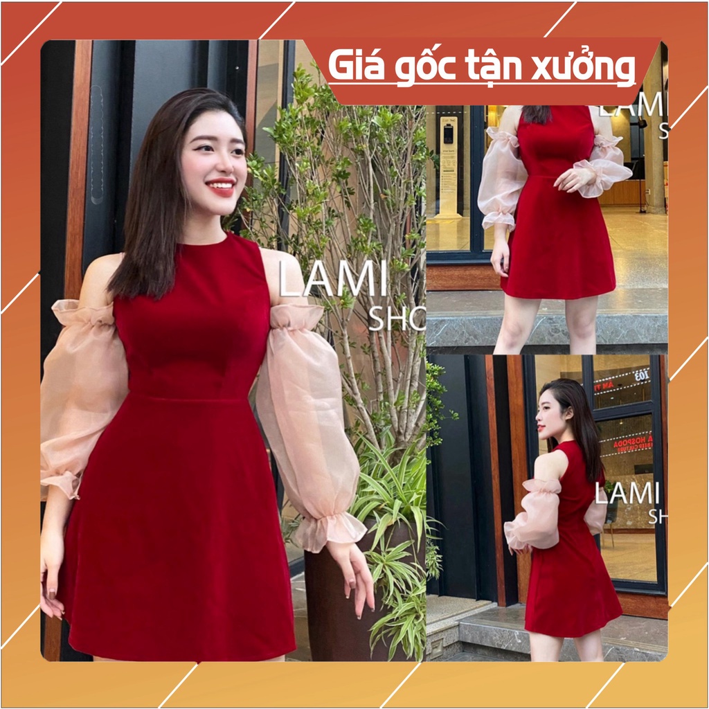 Đầm váy nữ trễ vai phối voan cực xinh xẻo thích hợp với những nàng đi chơi, dạo phố |Xưởng thời trang nữ thiết kế