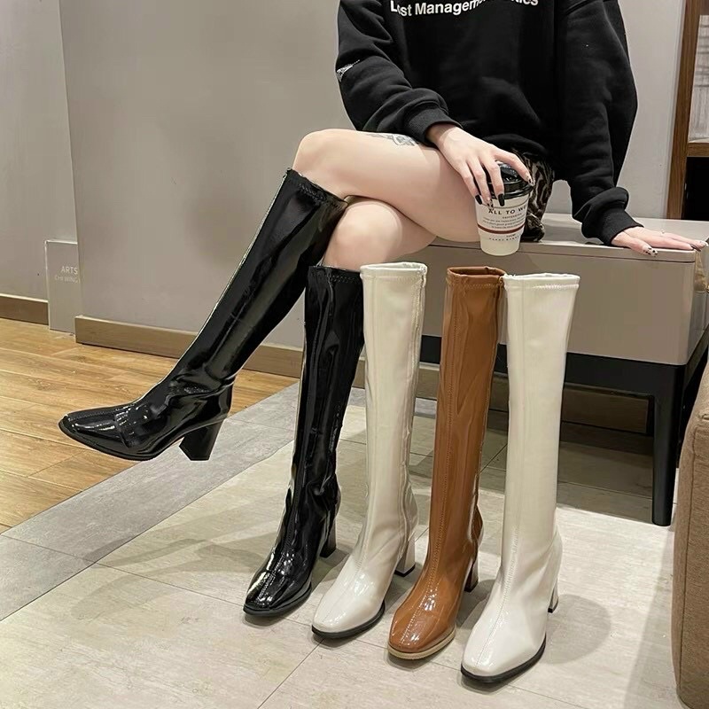 Boots - Bốt đùi 988 - 9010 da bóng gót số 7
