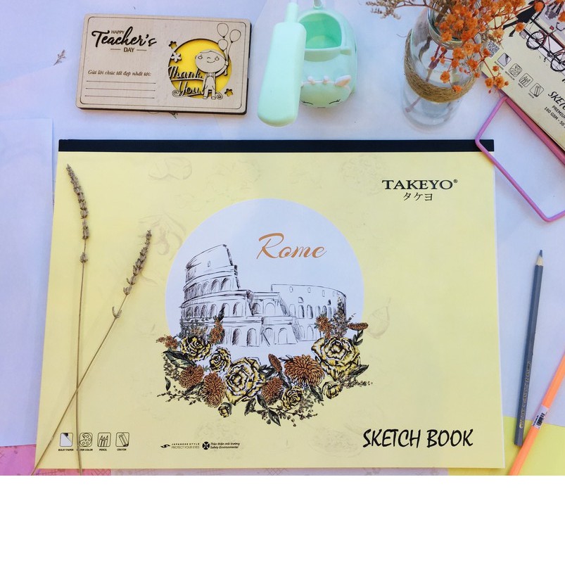 [Mã BMINCU50 giảm 50K đơn 250K] Sổ vẽ phác thảo takeyo - Sketchbook Style Nhật Bản 20 Tờ, 160Gsm