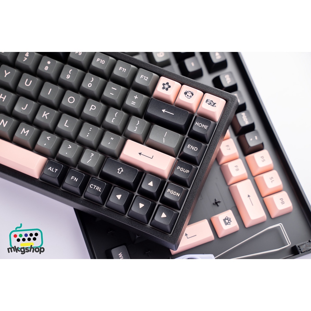 Keycap AKKO Black Pink nhựa PBT doubleshot ASA profile 158 nút màu đẹp