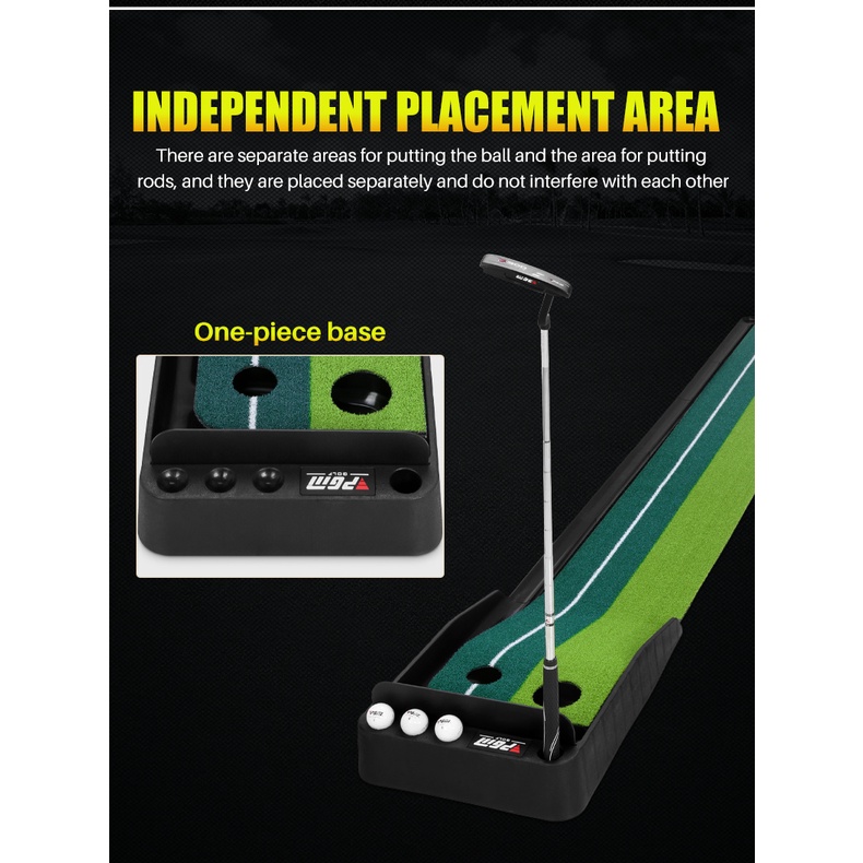 Thảm tập golf putting PGM-TL004 New: chính hãng, 2 lựa chọn, thiết kế cải tiến, Có thanh chắn & ray hồi bóng.