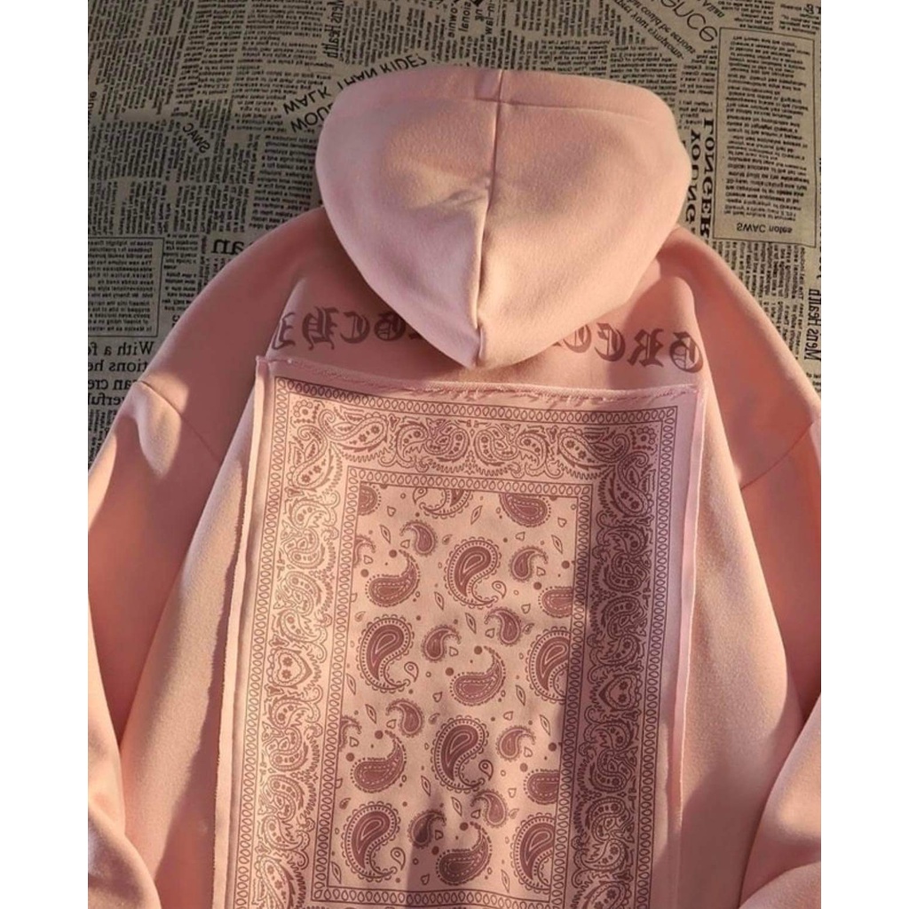 Áo Hoodie Hồng Bandana Nữ [FREESHIP] 🌸 Sweater thổ cẩm form rộng tay bồng, kiểu dáng vintage cá tính Ulzzang 🌸 | WebRaoVat - webraovat.net.vn