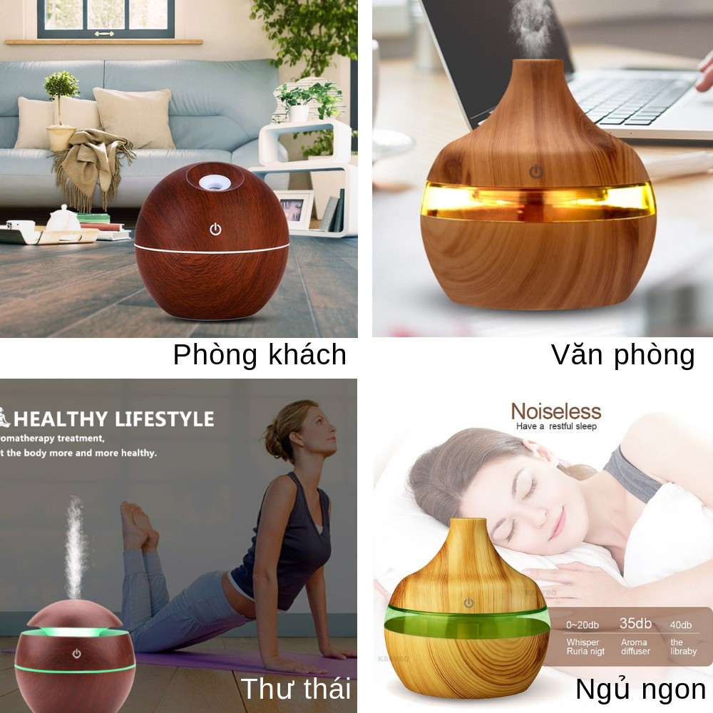 Máy xông tinh dầu phòng ngủ kiểu khuếch tán phun sương tạo ẩm cỡ mini 130ml mã 1700x